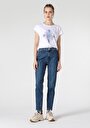 thumb-Afficher les détails de 896  Maria Pantalon Bleu Tapered Leg  En  Mom Fit Femme