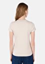 thumb-Afficher les détails de T-shirt À Manches Courtes Beige Slim Fit Droit Femme