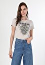 thumb-Afficher les détails de T-shirt À Manches Courtes Beige   Femme