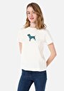 thumb-Afficher les détails de T-shirt À Manches Courtes Beige Regular Fit Imprimé Femme