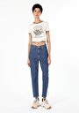 thumb-Afficher les détails de 896  Maria Pantalon Bleu Tapered Leg  En  Mom Fit Femme