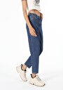 thumb-Afficher les détails de 896  Maria Pantalon Bleu Tapered Leg  En  Mom Fit Femme
