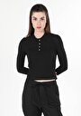 thumb-Afficher les détails de T-shirt À Manches Longues Noir Slim Fit  Femme