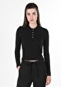 thumb-Afficher les détails de T-shirt À Manches Longues Noir Slim Fit  Femme