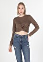 thumb-Afficher les détails de T-shirt À Manches Longues Marron Slim Fit  Femme