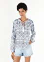 thumb-Afficher les détails de Chemisier À Manches Longues Bleu Regular Fit Femme