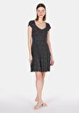thumb-Afficher les détails de Robe Noir Slim Fit Manches Courtes Mini Côtelé Femme