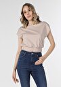 thumb-Afficher les détails de T-shirt À Manches Courtes Beige Regular Fit  Femme