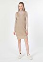 thumb-Afficher les détails de Robe Beige Regular Fit Sans Manches Mini Tricots Femme