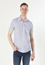 thumb-Afficher les détails de Chemise À Manches Courtes Bleu  Slim Fit Homme