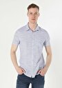 thumb-Afficher les détails de Chemise À Manches Courtes Bleu  Slim Fit Homme