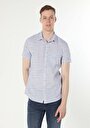 thumb-Afficher les détails de Chemise À Manches Courtes Bleu  Slim Fit Homme
