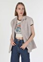 thumb-Afficher les détails de Gilet Beige Regular Fit Femme