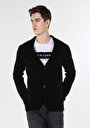 thumb-Afficher les détails de Cardigan Tricot Noir Slim Fit Homme