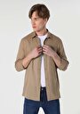 thumb-Afficher les détails de Chemise À Manches Longues Beige Regular Fit Droit Gabardine Homme