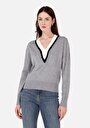 thumb-Afficher les détails de Pull Gris Regular Fit Manches Longues  Femme