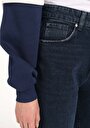 thumb-Afficher les détails de 884 Lauren Pantalon Bleu Foncé Straight Leg High Rise En  Straight Fit Femme