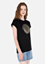 thumb-Afficher les détails de T-shirt À Manches Courtes Noir Regular Fit Imprimé Femme