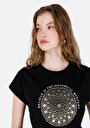 thumb-Afficher les détails de T-shirt À Manches Courtes Noir Regular Fit Imprimé Femme