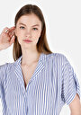 thumb-Afficher les détails de Chemise À Manches Courtes Bleu Rayé Regular Fit Femme