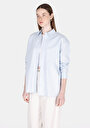 thumb-Afficher les détails de Chemise À Manches Longues Bleu Relaxed Fit Droit Uni Femme