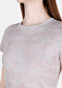 thumb-Afficher les détails de T-shirt À Manches Courtes Rose Slim Fit Imprimé Femme
