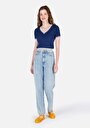 thumb-Afficher les détails de 884 Lauren Pantalon Bleu   En  Straight Fit Femme