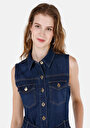 thumb-Afficher les détails de Robe Bleu Slim Fit Sans Manches   Femme