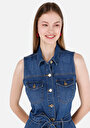 thumb-Afficher les détails de Short Bleu Slim Fit Femme