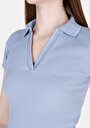 thumb-Afficher les détails de Chemise Polo À Manches Courtes Bleu Droit Slim Fit Femme