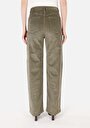 thumb-Afficher les détails de Pantalon Vert Wide Leg High Rise En Velours Regular Fit Femme