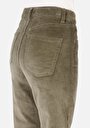 thumb-Afficher les détails de Pantalon Vert Wide Leg High Rise En Velours Regular Fit Femme