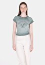 thumb-Afficher les détails de T-shirt À Manches Courtes Vert Slim Fit Imprimé Femme