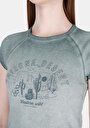 thumb-Afficher les détails de T-shirt À Manches Courtes Vert Slim Fit Imprimé Femme