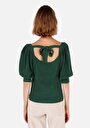 thumb-Afficher les détails de Pull Vert Regular Fit Manches Ballon  Femme