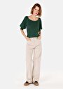 thumb-Afficher les détails de Pull Vert Regular Fit Manches Ballon  Femme