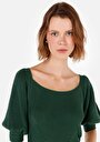 thumb-Afficher les détails de Pull Vert Regular Fit Manches Ballon  Femme