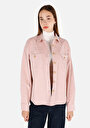 thumb-Afficher les détails de Chemise À Manches Longues Rose Regular Fit Droit Velours Femme