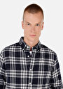 thumb-Afficher les détails de Chemise À Manches Longues Marine Slim Fit Plaid Sergé Homme
