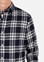 thumb-Afficher les détails de Chemise À Manches Longues Marine Slim Fit Plaid Sergé Homme