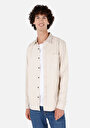 thumb-Afficher les détails de Chemise À Manches Longues Ecru Slim Fit Droit Ratière Homme