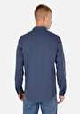thumb-Afficher les détails de Chemise À Manches Longues Bleu Slim Fit Droit Ratière Homme