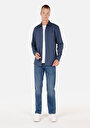 thumb-Afficher les détails de Chemise À Manches Longues Bleu Slim Fit Droit Ratière Homme