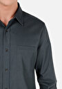 thumb-Afficher les détails de Chemise À Manches Longues Vert Slim Fit Droit Ratière Homme
