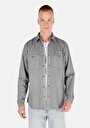 thumb-Afficher les détails de Chemise À Manches Longues Gris Regular Fit Droit Sergé Homme