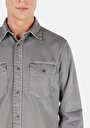 thumb-Afficher les détails de Chemise À Manches Longues Gris Regular Fit Droit Sergé Homme