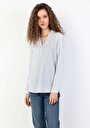 thumb-Afficher les détails de Chemisier À Manches Longues Bleu Regular Fit Femme