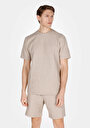 thumb-Afficher les détails de T-shirt À Manches Courtes Beige Comfort Fit Rayé Homme