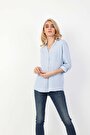thumb-Afficher les détails de Chemise À Manches Longues Bleu Regular Fit   Femme