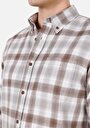 thumb-Afficher les détails de Chemise À Manches Longues Marron Regular Fit Plaid Gabardine Homme